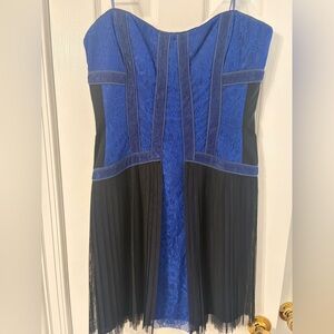 BCBGMaxAzria Strapless Blue and Black cocktail Dress